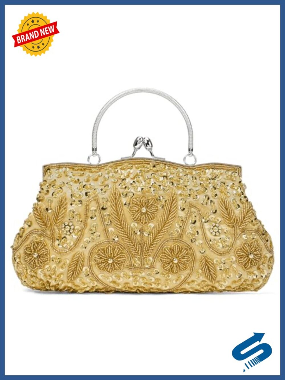 Beaded Rhinestone Evening Clutch Purse Satin Chain Party Wedding Bag